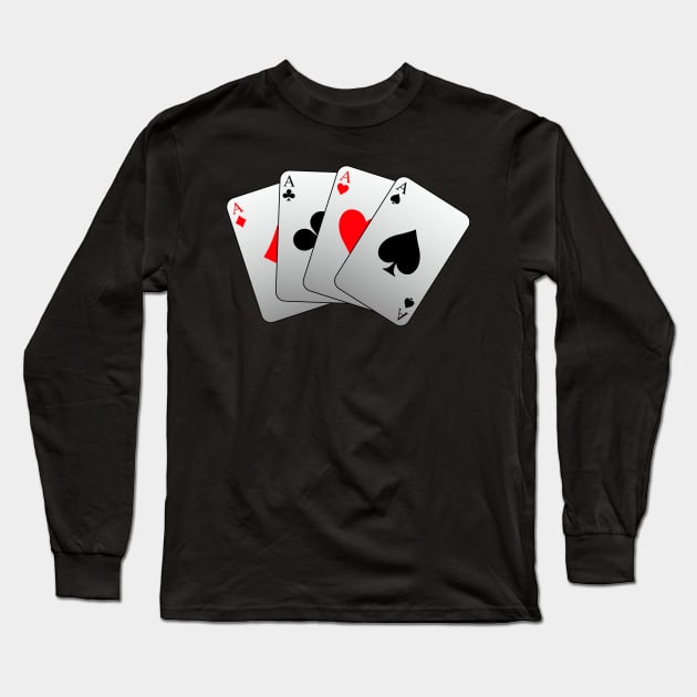 Aces High, Playing Cards Long Sleeve T-Shirt by Stupid Coffee Designs